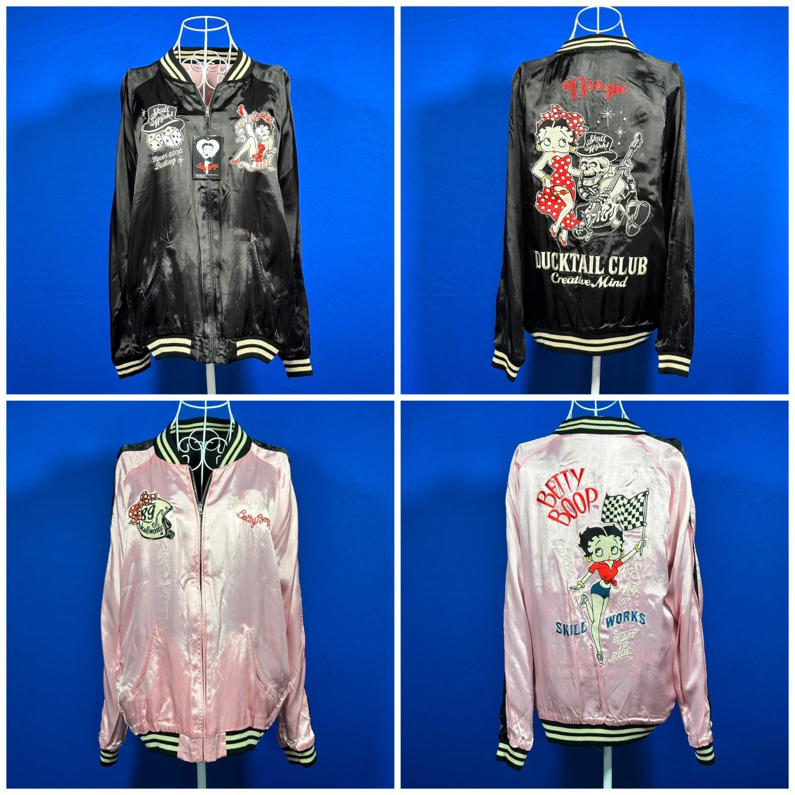 希少　SKULL WORKS × Betty Boop スカジャン リバーシブル 新品 SKULL WORKS × BETTY BOOP（ベティブープ）柄刺繍 リバーシブル