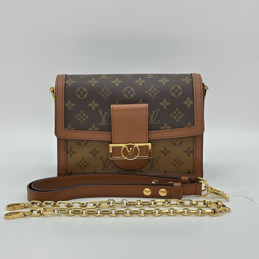 LOUIS VUITTON ルイ・ヴィトン ドーフィーヌ MM モノグラムリバース 斜めがけショルダーバッグ M44391 茶色 AB ランク レディース 2way 通勤【中古】