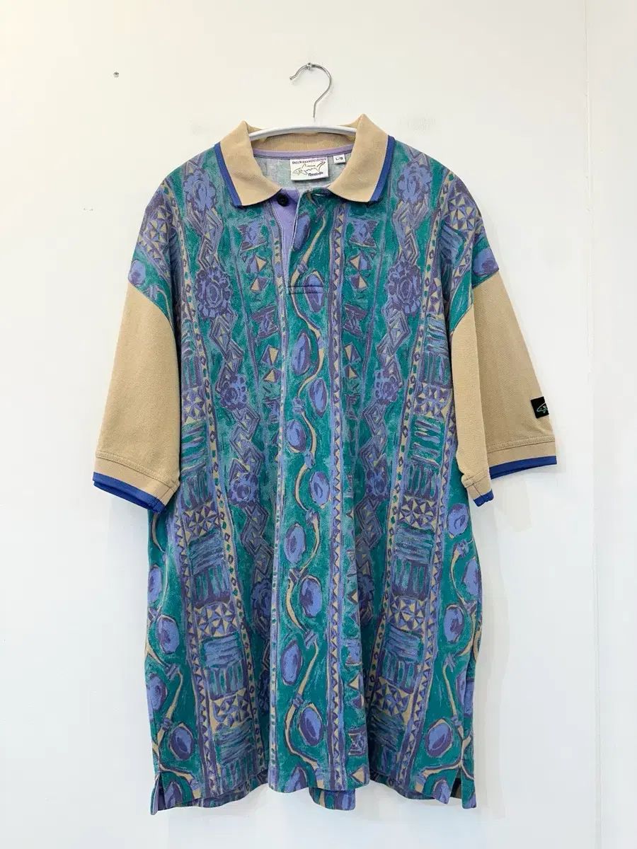 90s Reebok x Greg Norman オールオーバー 幾何学 パータン カラーTシャツ オーバーサイズ