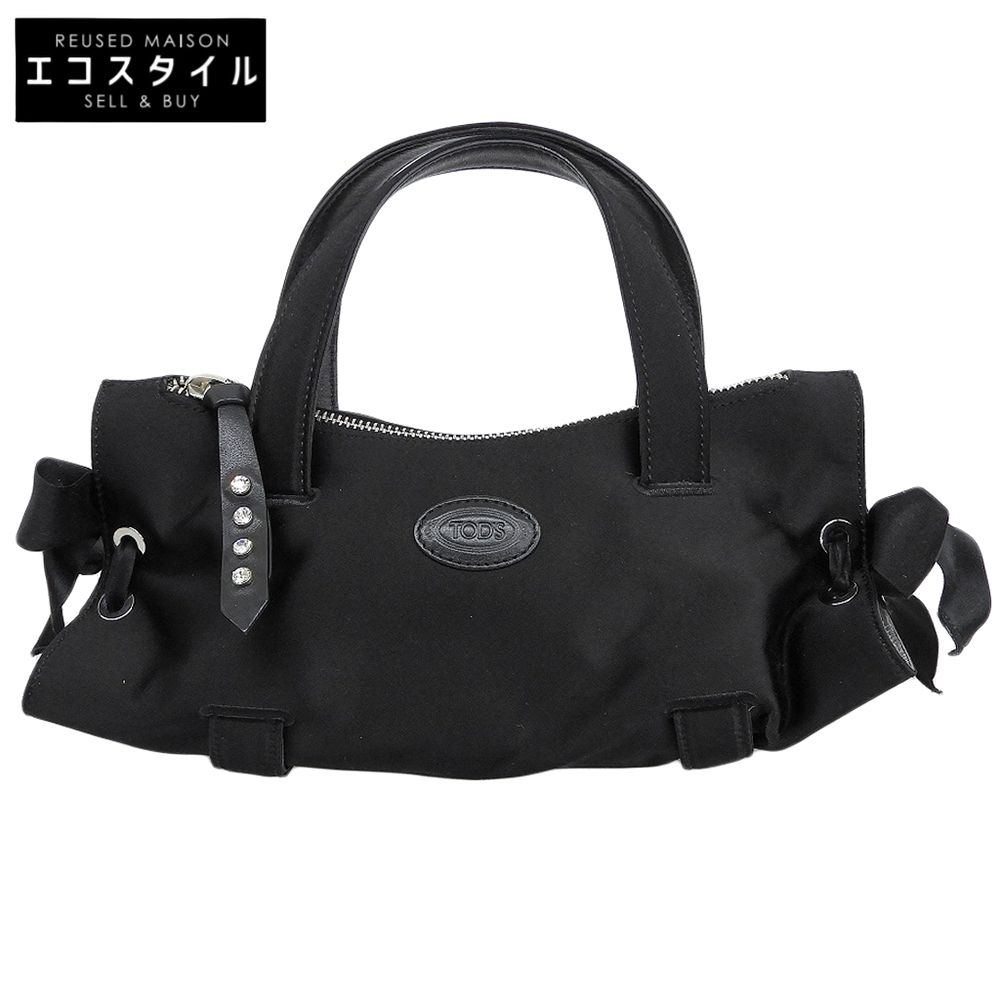 TOD'S　トッズ　サイドリボン ミニハンドバッグ レディース ブラック