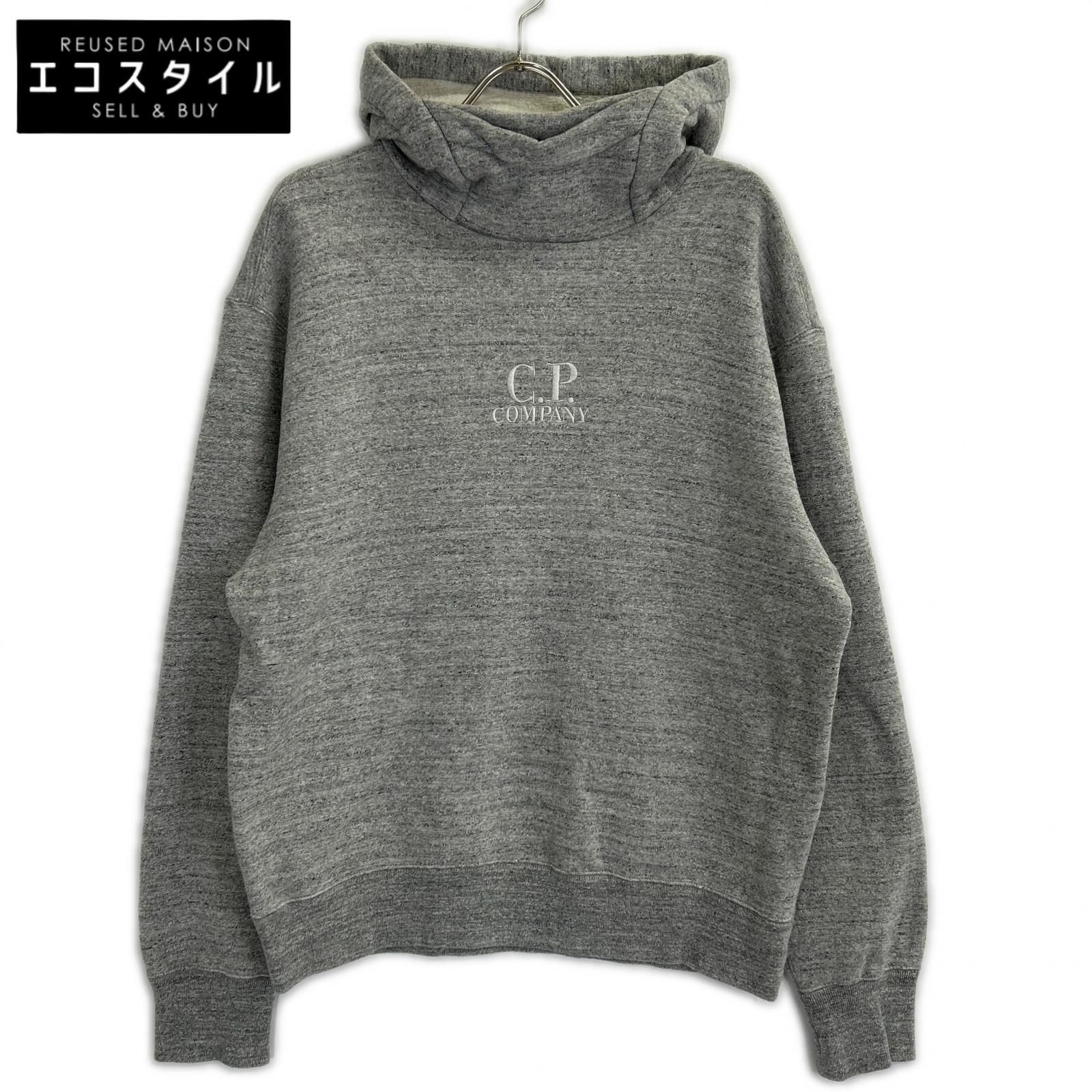 C.P.COMPANY シーピーカンパニー 24AW グレー ロゴ フリース フーデッド スウェット パーカー L