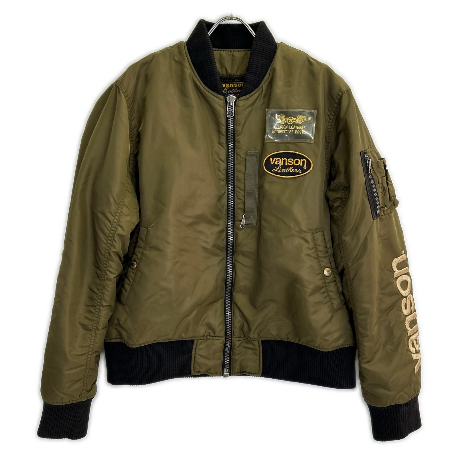 VANSON バンソン NVJK-401 カーキ レザータグ付き MA-1フライト