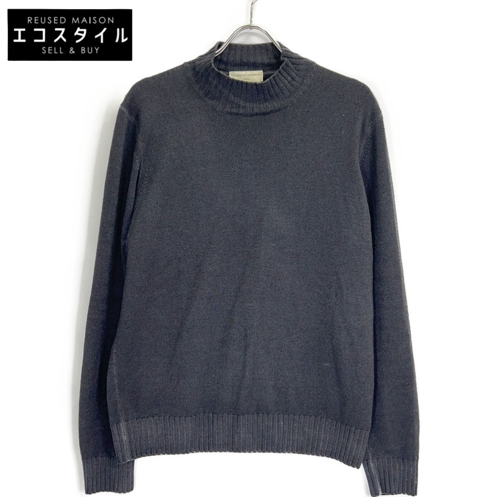 FILIPPO DE LAURENTIIS　フィリッポ・デ・ローレンティス　3210-LU3ML45 グレー メリノウール 7G モックネック ニット　52 8,238円