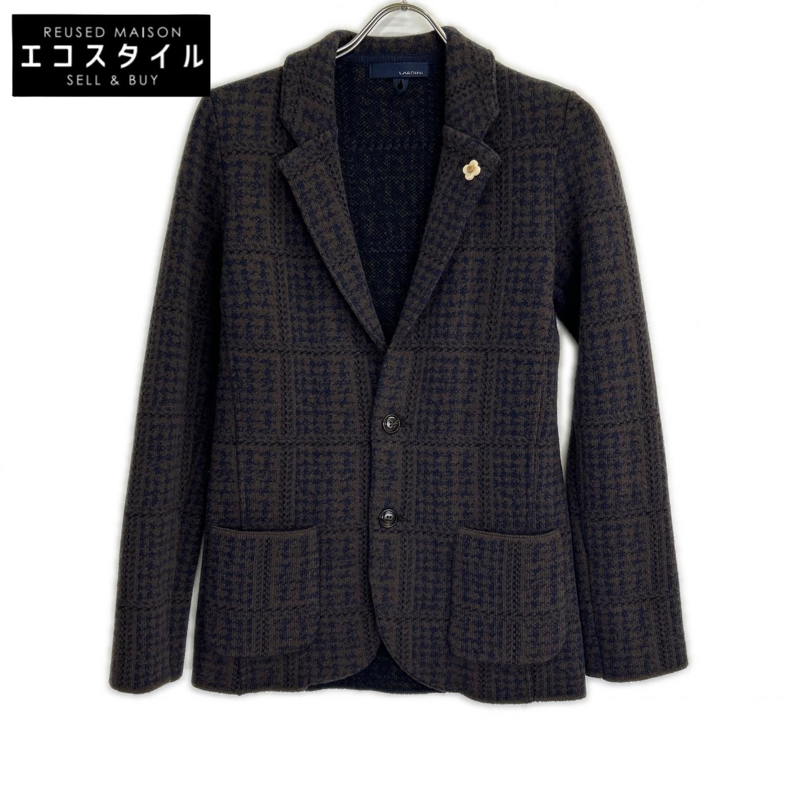 LARDINI　ラルディーニ　ブラウン ジャガード ニットジャケット　XXS