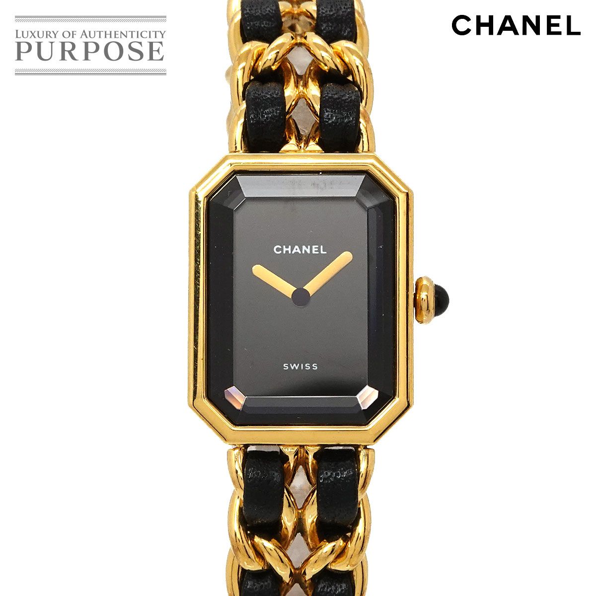 シャネル CHANEL プルミエール Mサイズ H0001 ヴィンテージ レディース 腕時計 ブラック ゴールド ウォッチ Premiere 90334383