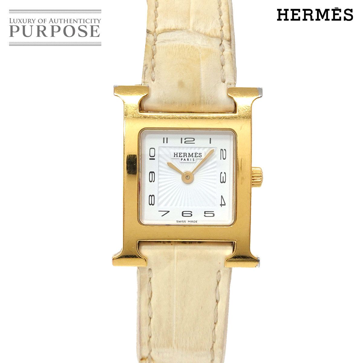 エルメス HERMES Hウォッチ HH1 201 レディース 腕時計 ホワイト クォーツ ウォッチ H Watch 90334916
