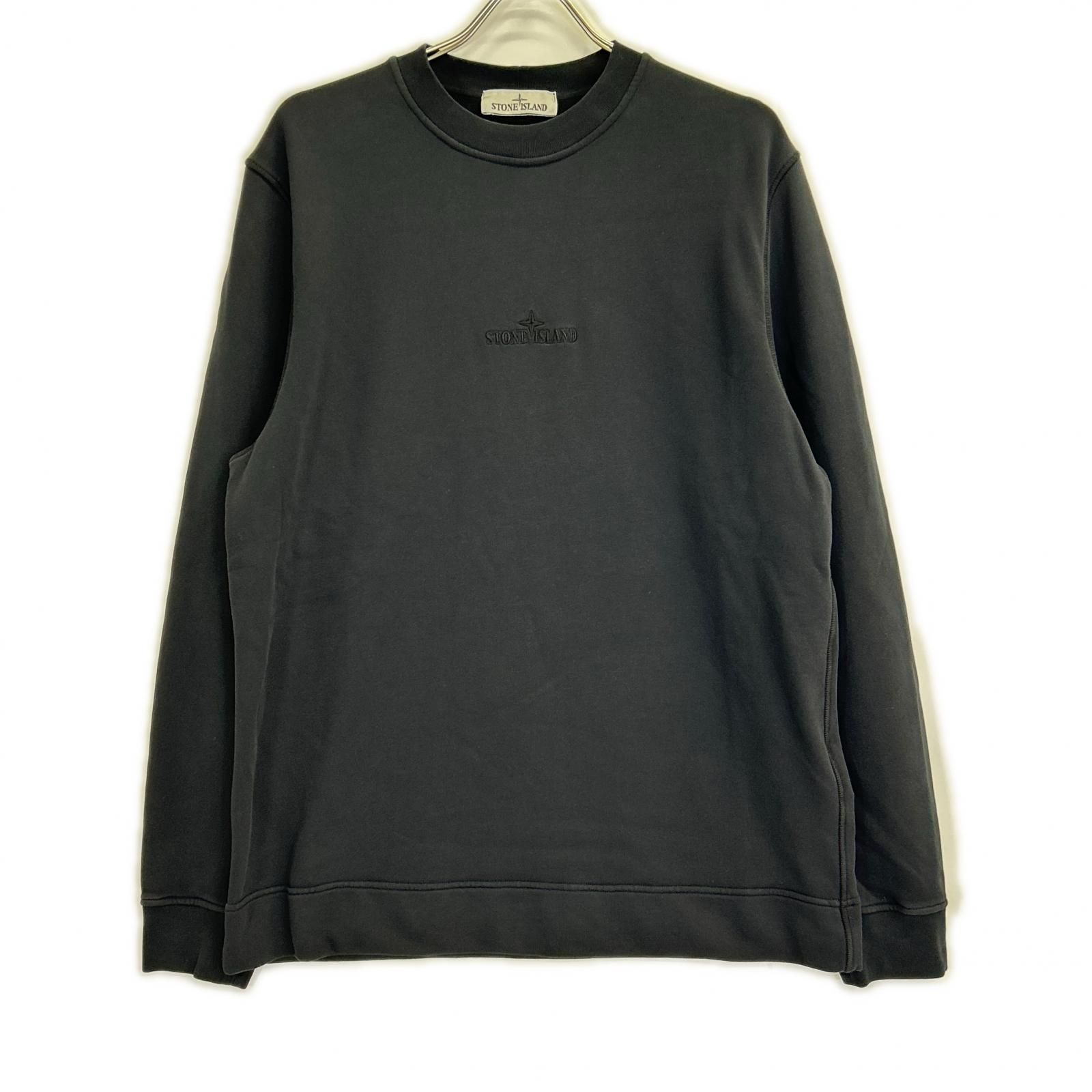 STONE  ストーンアイランド K1S156100667 S0124 ブラック コットン混 ロゴ刺繍 クルーネックスウェットプルオーバー L STONE ISLAND ストーンアイランド K1S156100667 S0124 ブラック