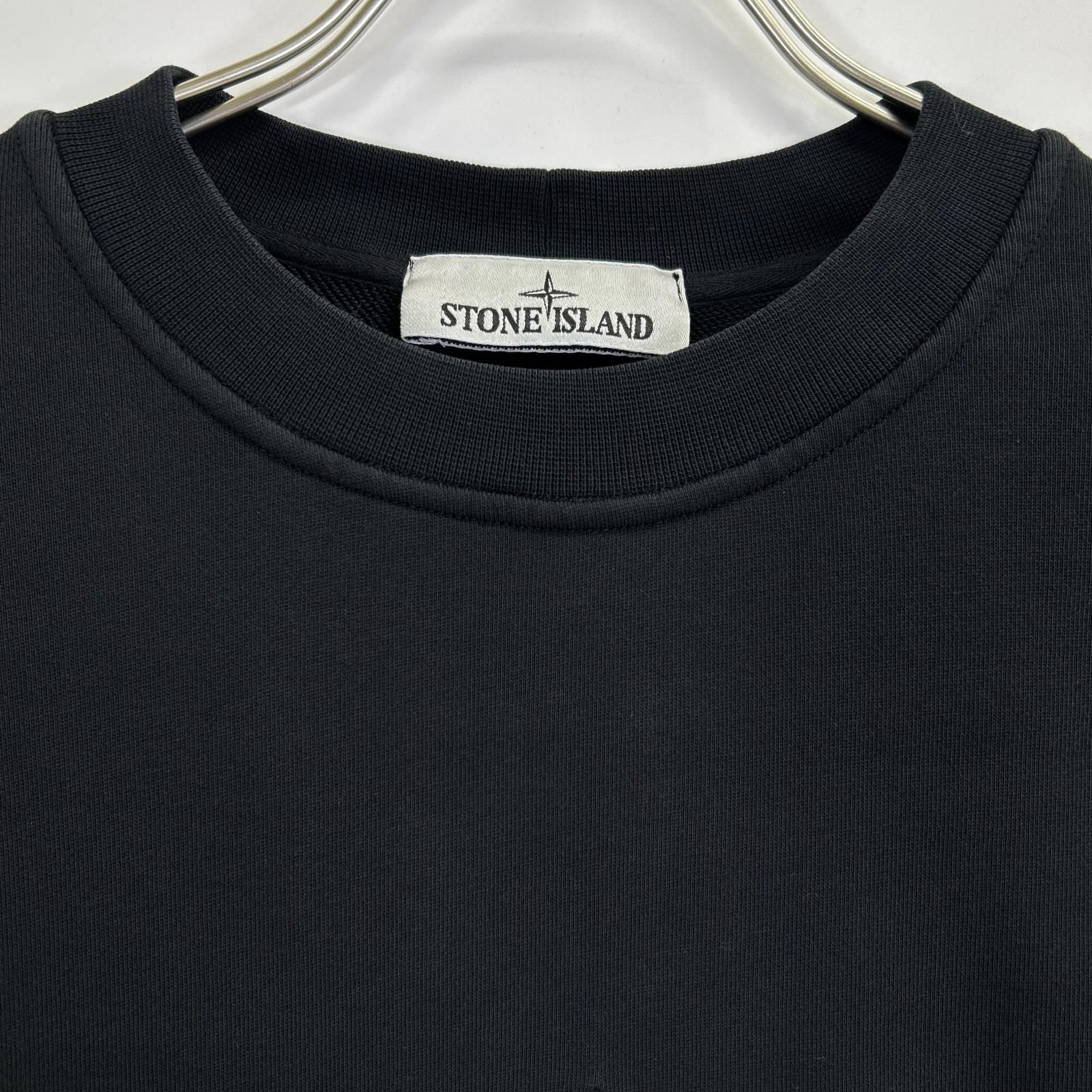 STONE  ストーンアイランド K1S156100667 S0124 ブラック コットン混 ロゴ刺繍 クルーネックスウェットプルオーバー L STONE ISLAND ストーンアイランド K1S156100667 S0124 ブラック