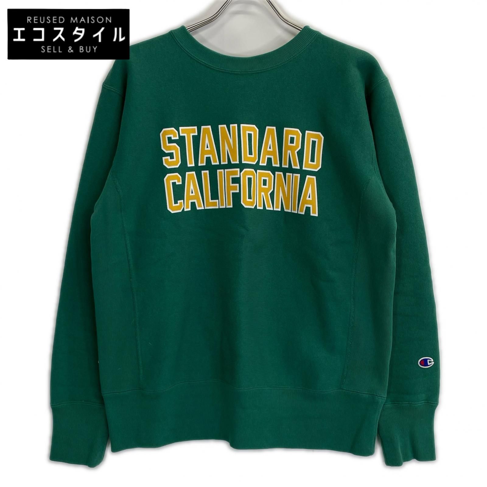 STANDARD CALIFORNIA スタンダードカリフォルニア チャンピオン別注 グリーン リバースウィーブ クルーネックスウェット M