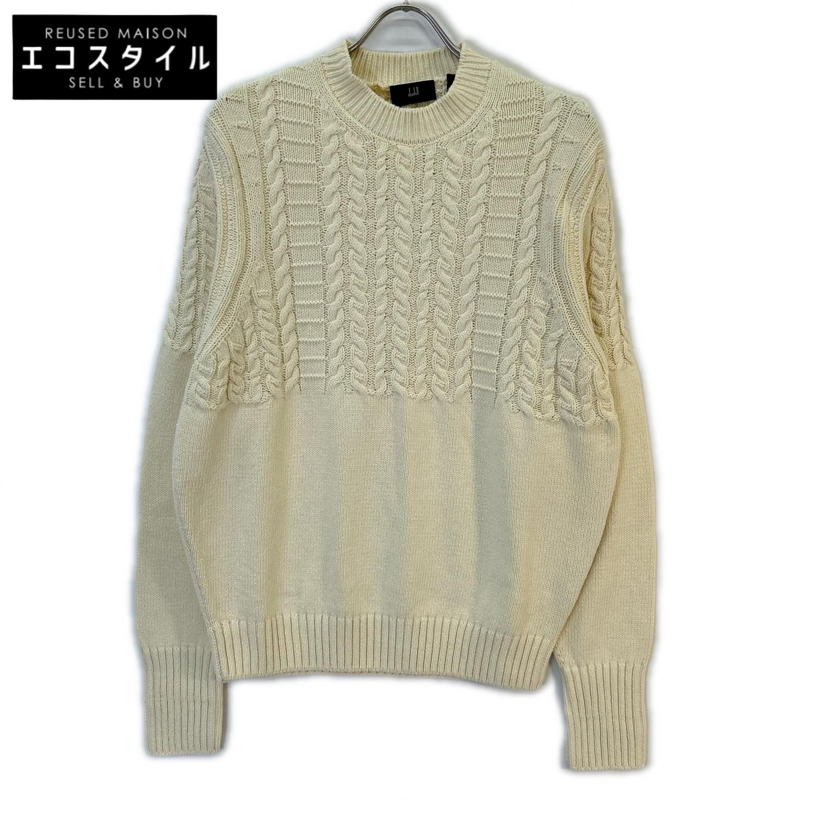 dunhill/ALFREDDUNHILL　ダンヒル　16894314 アイボリー コットン ケーブル ニットトップス　M