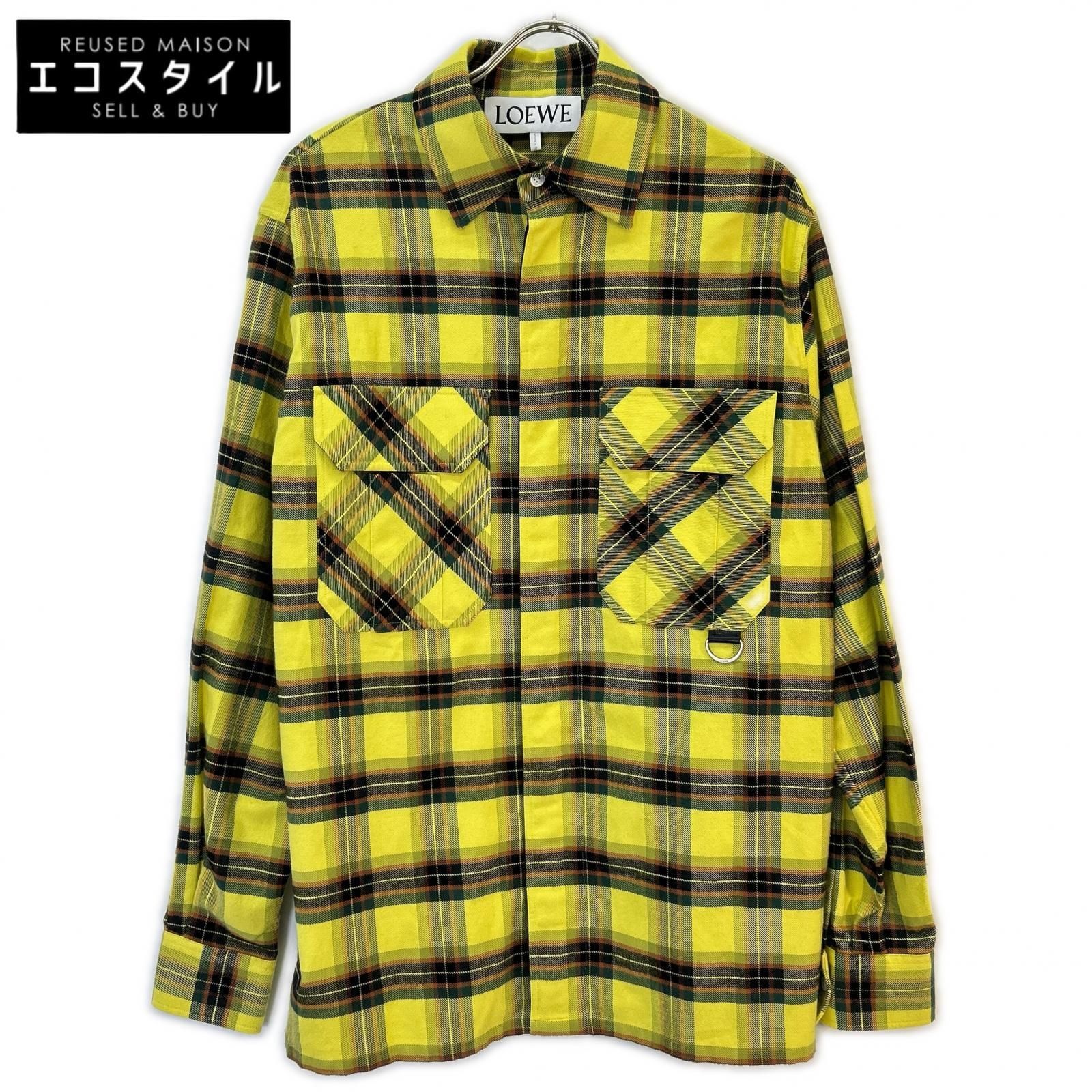 LOEWE　ロエベ　H526Y05X07 21AW イエロー CHECK OVERSIZED SHIRTS　44