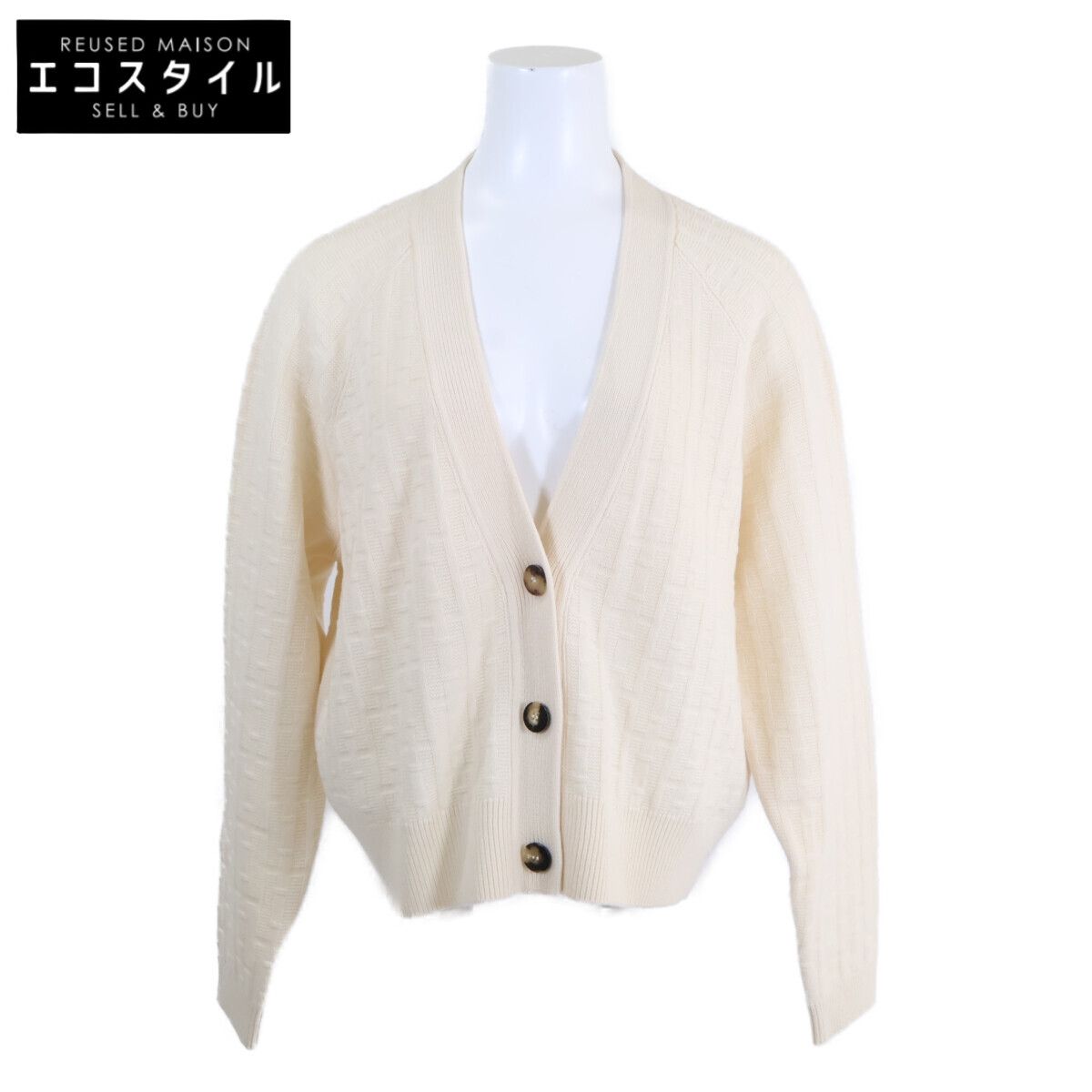 HERMES　エルメス　新品同様 3E2713DB 23SS セリエボタン Hジャガード ニットカーディガン　38
