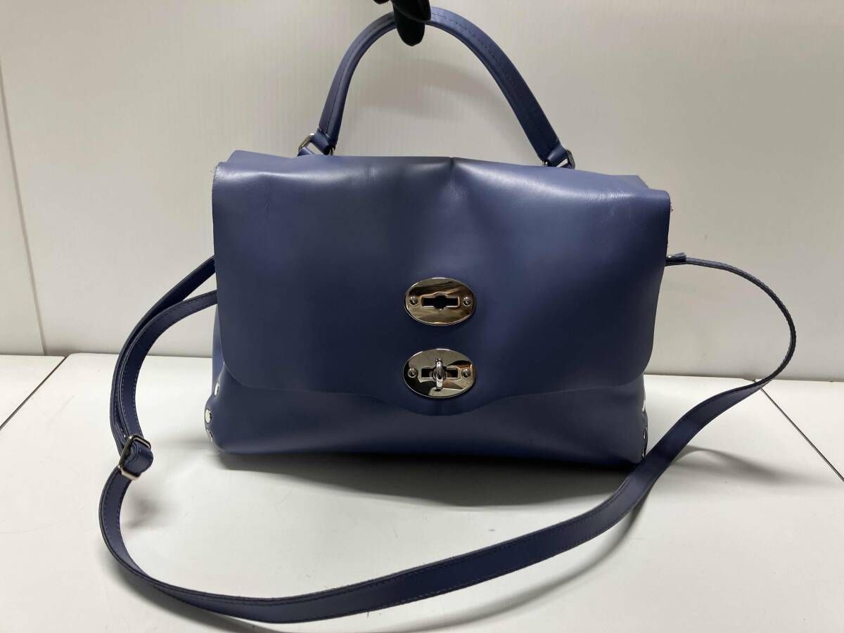 ZANELLATO ポスティーナ 38239103 2wayハンドバッグ ブルー系 ショルダーストラップ付き