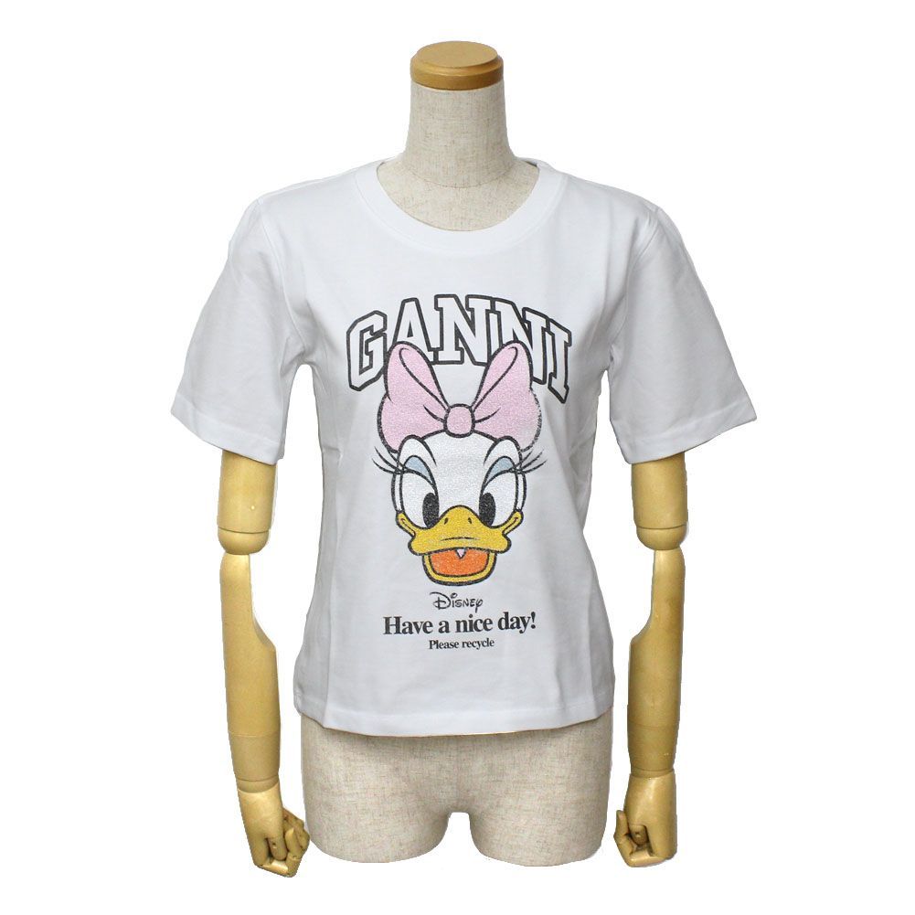 ガニー GANNI A1050133 151 XS S M Tシャツ 半袖 ロゴ デイジー プリント カットソー おしゃれ ウィメンズ レディース ブライト ホワイト
