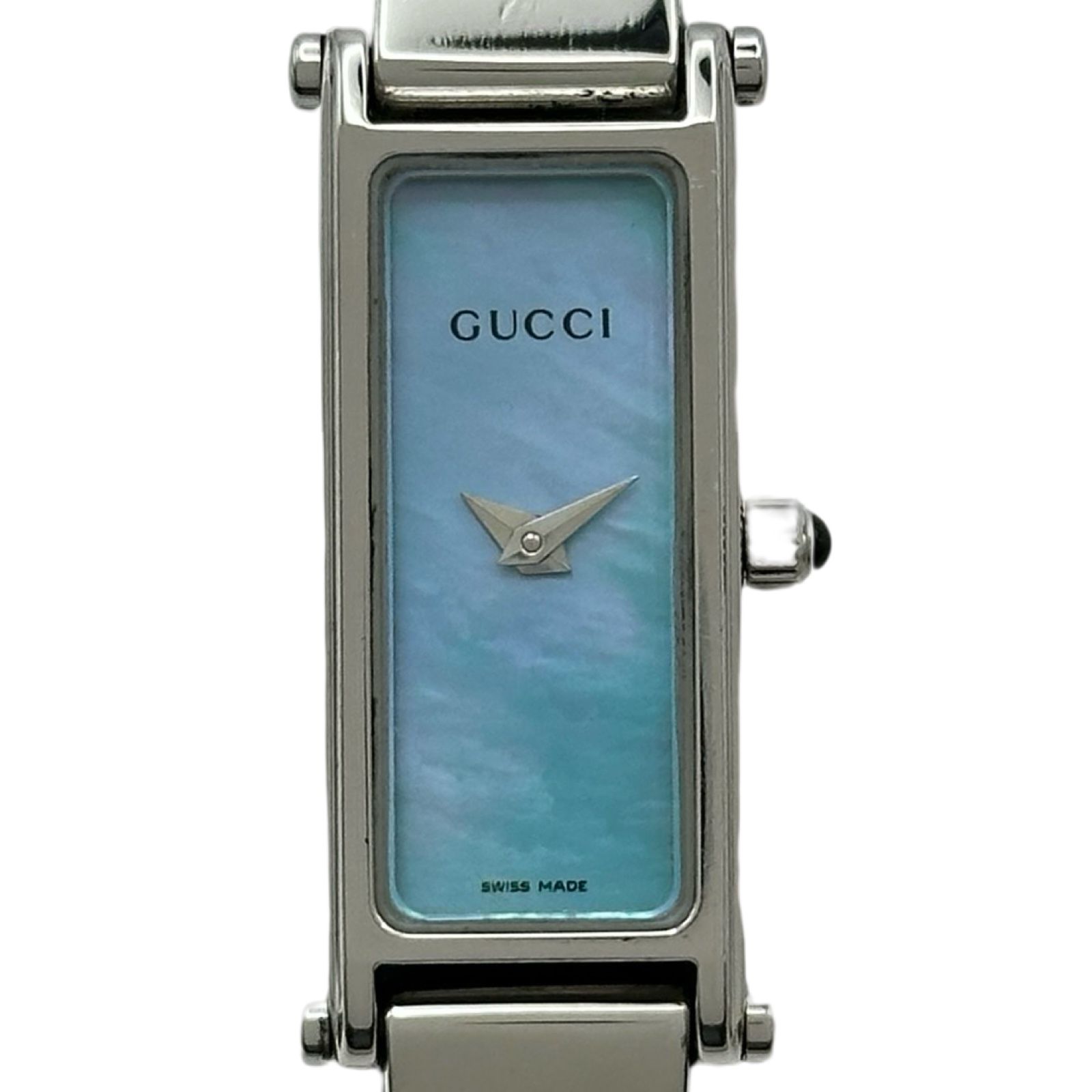 グッチ GUCCI バングルウォッチ 1500L ブルーシェル ステンレススチール クオーツ レディース 腕時計