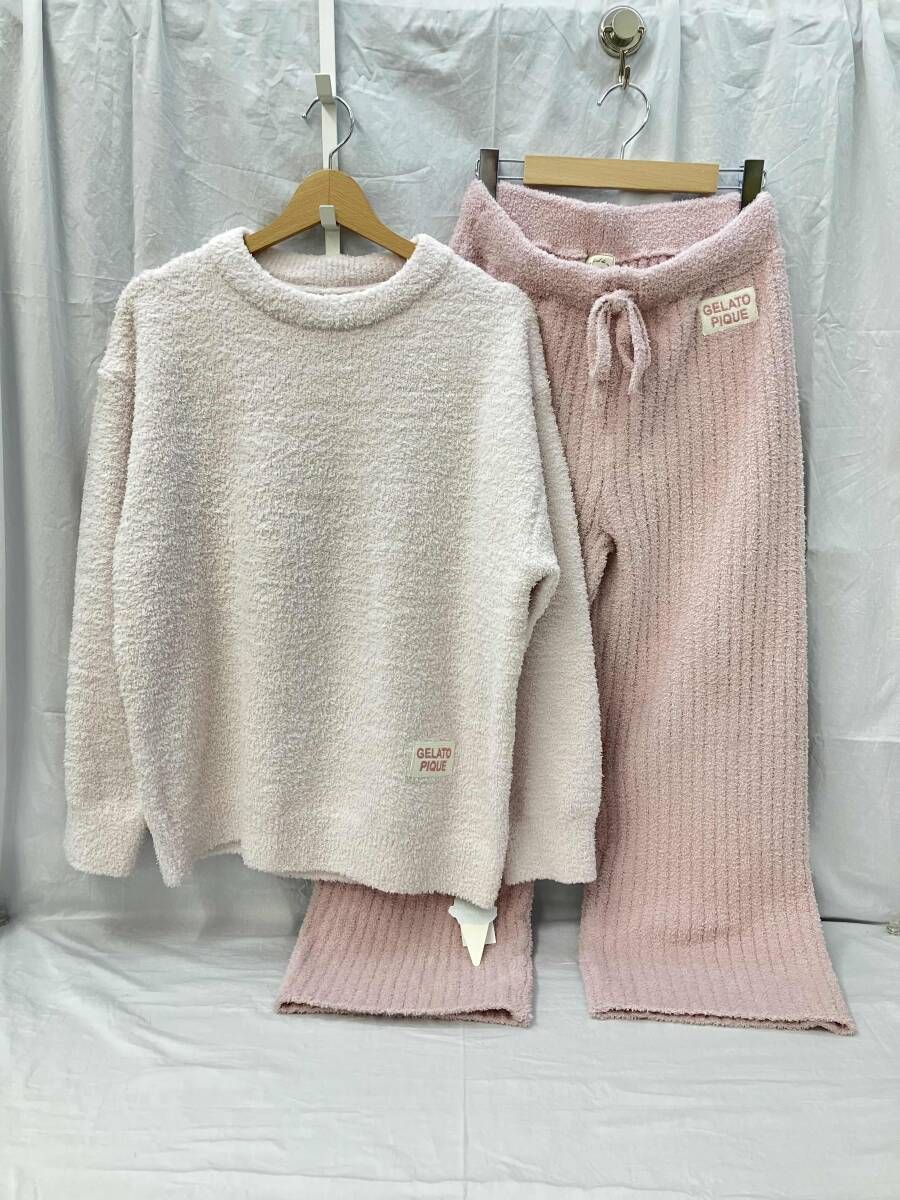［タグ付］gelato pique ジェラート ピケ カラフルパウダープルオーバー パンツ 上下セット PWNT255045 ピンク PNK Fサイズ