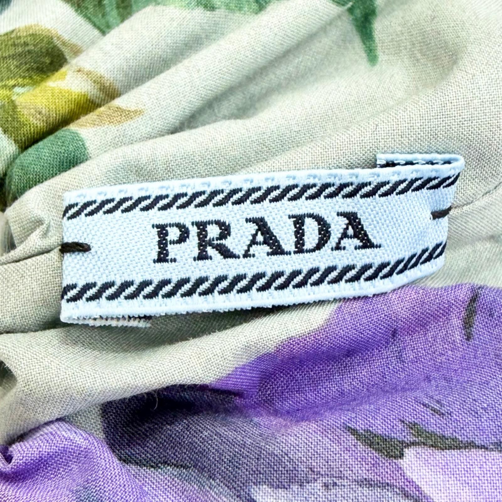 極美品△PRADA プラダ 1IF015 トライアングルロゴ フラワープリント