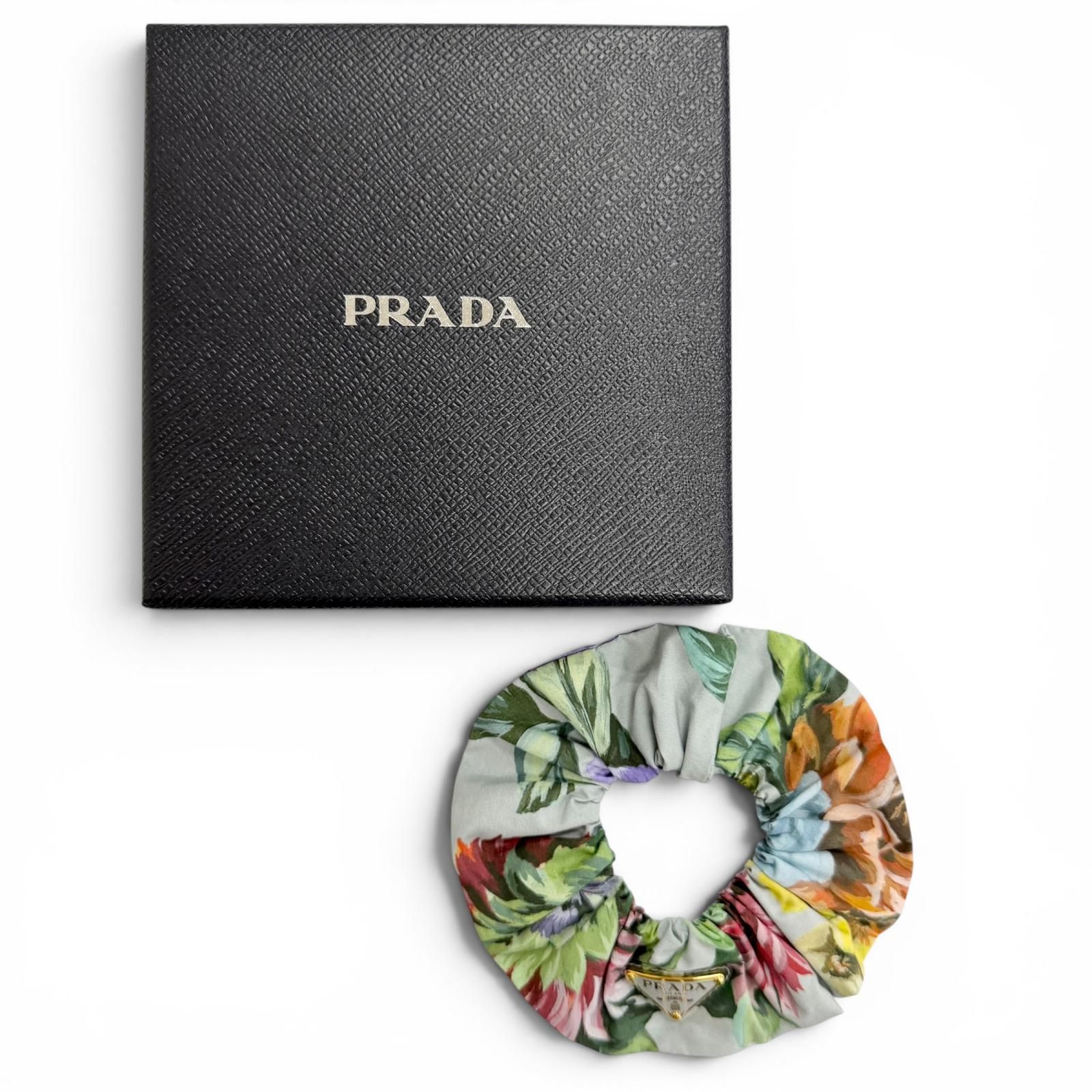 極美品△PRADA プラダ 1IF015 トライアングルロゴ フラワープリント