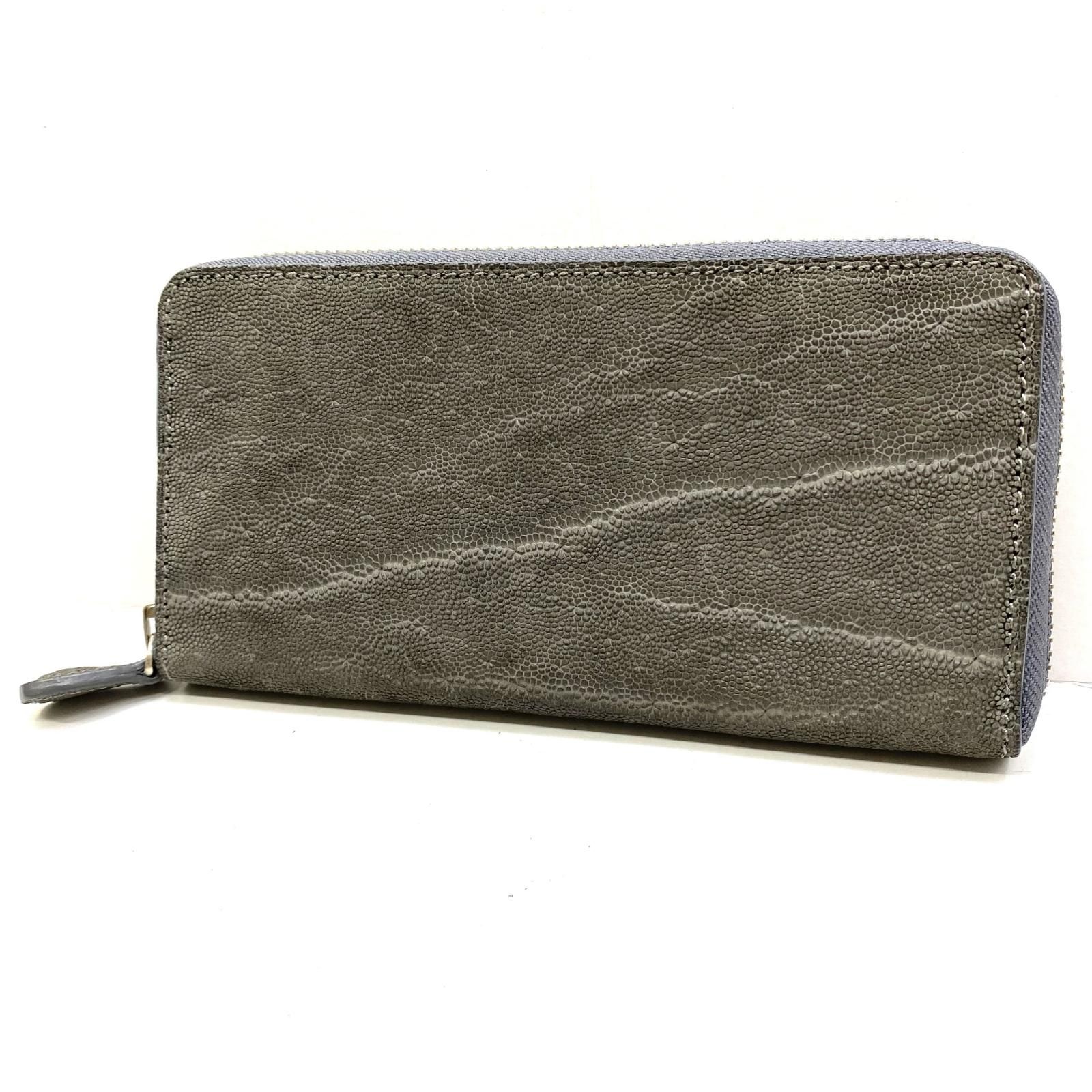【加古川店】 中古 GANZO | ガンゾ 長財布 ジンバブエ 象革シリーズ 0059023 日本製 グレー 【121】