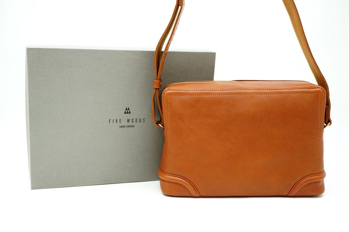 ファイブウッズ プラトゥ ショルダーバッグ メッセンジャー クロスボディ 日本製 Unisex レザー 茶 ブラウン FIVE WOODS PLATEAU 7131h