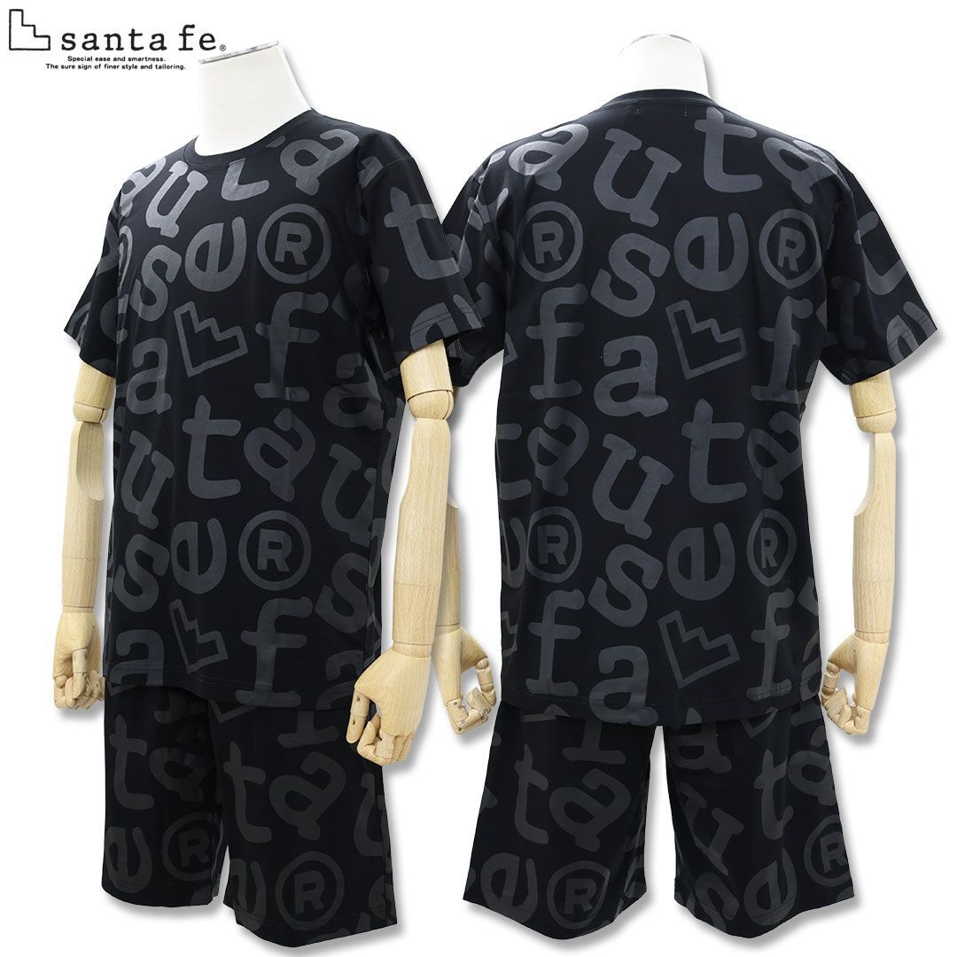 サンタフェ SANTAFE コットン スムース BIG ロゴ 総柄 プリント Tシャツ ＆ ショート パンツ SETUP セットアップ 269-85408 269-85409 上下セット メンズ 26SS