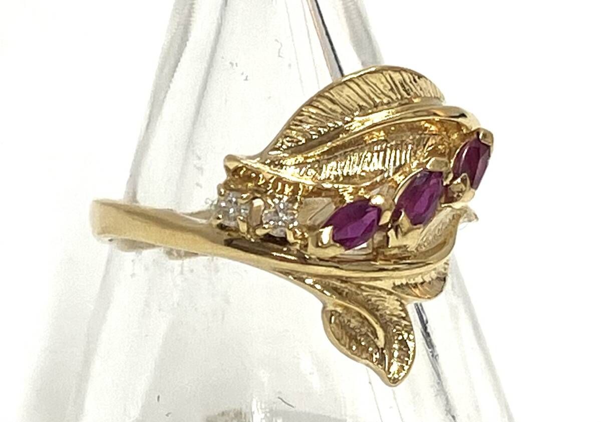 K18 750 ダイヤ0.03ct カラーストーン0.32ct リング 指輪 4.0g #12 55,085円