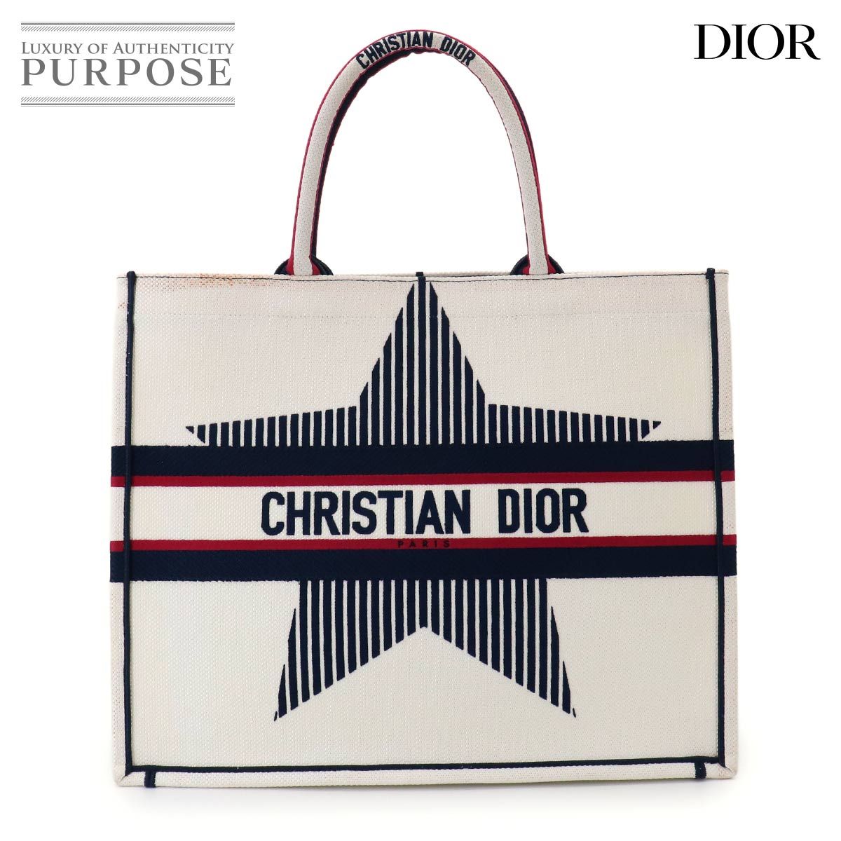 クリスチャン ディオール Christian Dior ディオール アルプス ブック トート ラージ バッグ キャンバス ホワイト M1286ZRSE 90332466