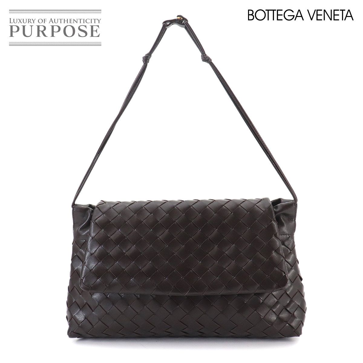 未使用 展示品 ボッテガ ヴェネタ BOTTEGA VENETA イントレチャート ジョルノ ショルダー バッグ レザー フォンデンテ 85765 90332997