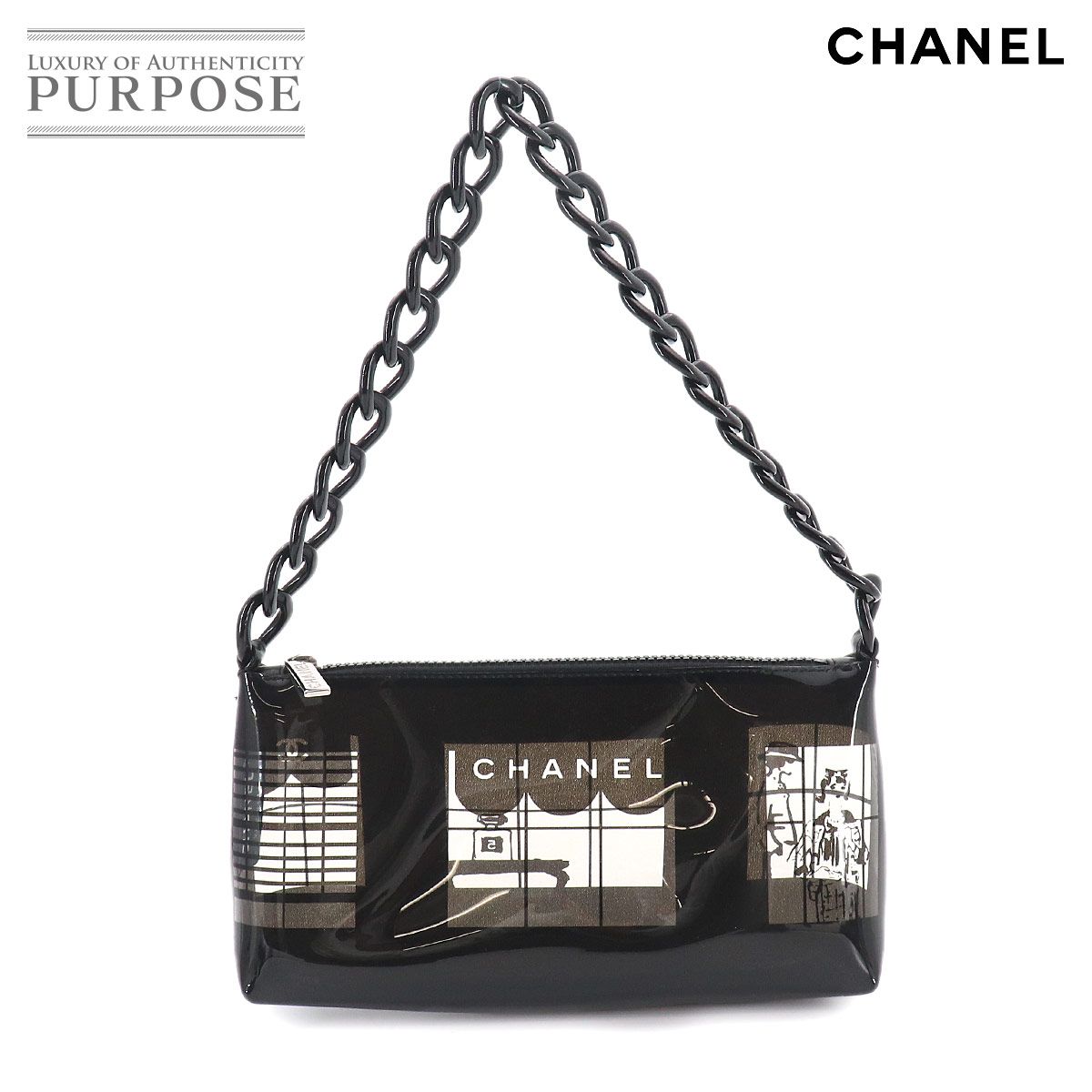 新品同様 シャネル CHANEL ウィンドウズライン チェーン ショルダー バッグ ビニール プラスチック ブラック クリア 90333029 66,000円