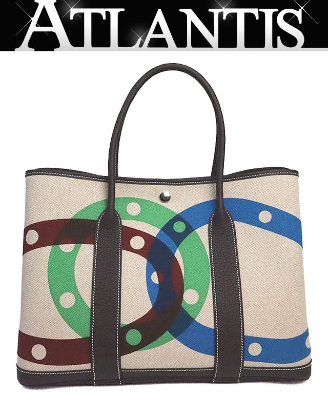 【広尾店】未使用 エルメス HERMES ガーデンパーティ36 ハンドバッグ ルージュセリエ トワルアッシュ×ネゴンダ SV金具 K刻印(2025年) 【19552】