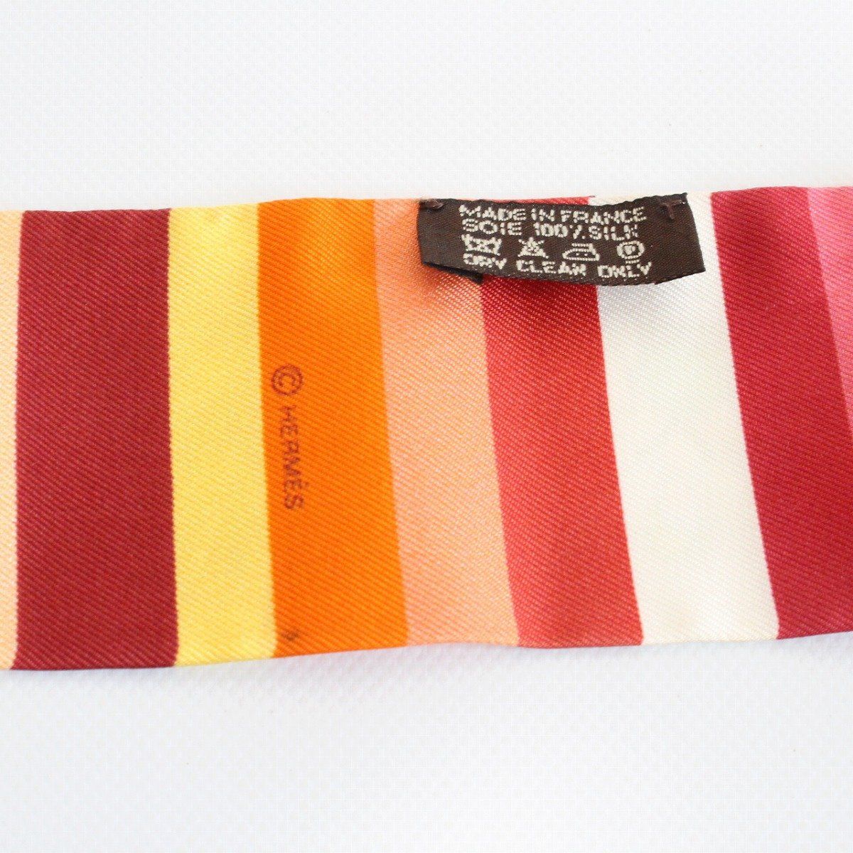 HERMES エルメス ツイリー 水遊びをする人 シルク100％ オレンジ系【い