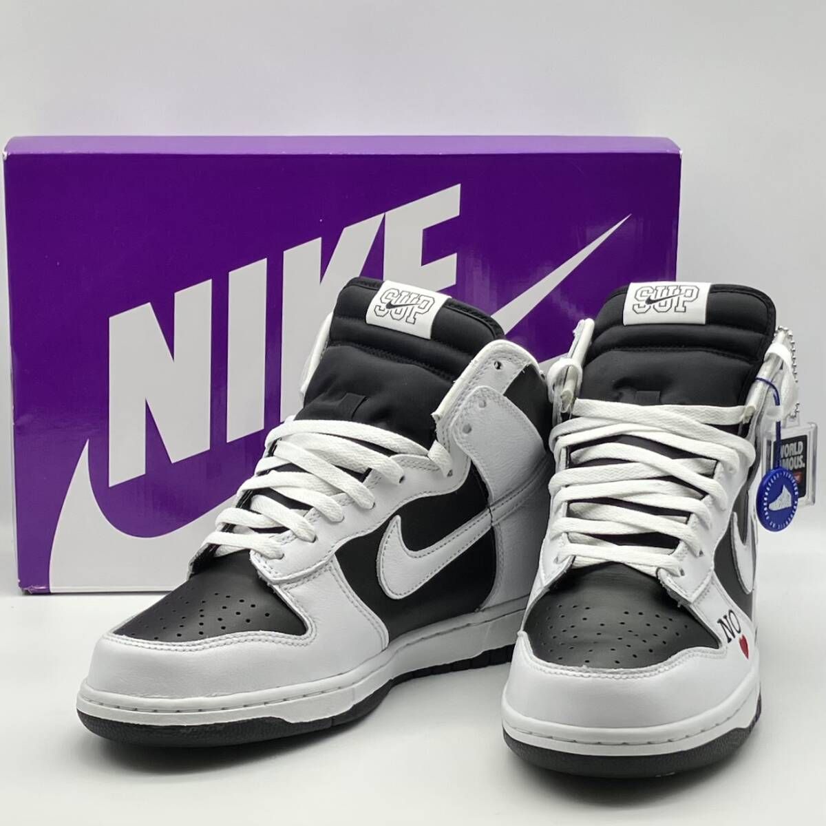 NIKE Supreme × Nike SB Dunk High By Any Means 'White Black'シュプリーム × ナイキ SB ダンク ハイ バイ エニー ミーンズ 27㎝