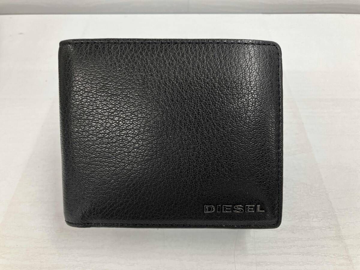 【美品】DIESEL ディーゼル／二つ折り財布 小銭入れ有／X06757 ／ブラック 箱有り