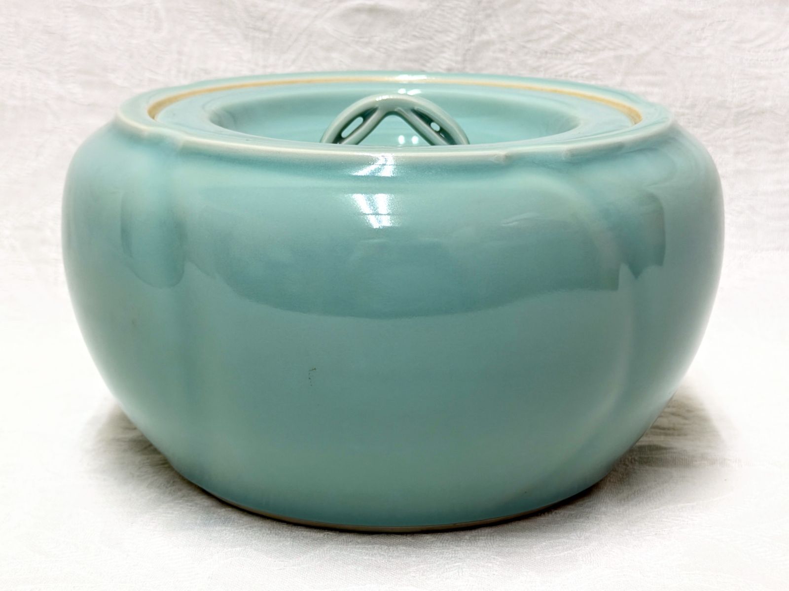 D240【未使用】手塚祥堂 青磁 水指 茶道具 京焼 共箱付き 骨董品 天録