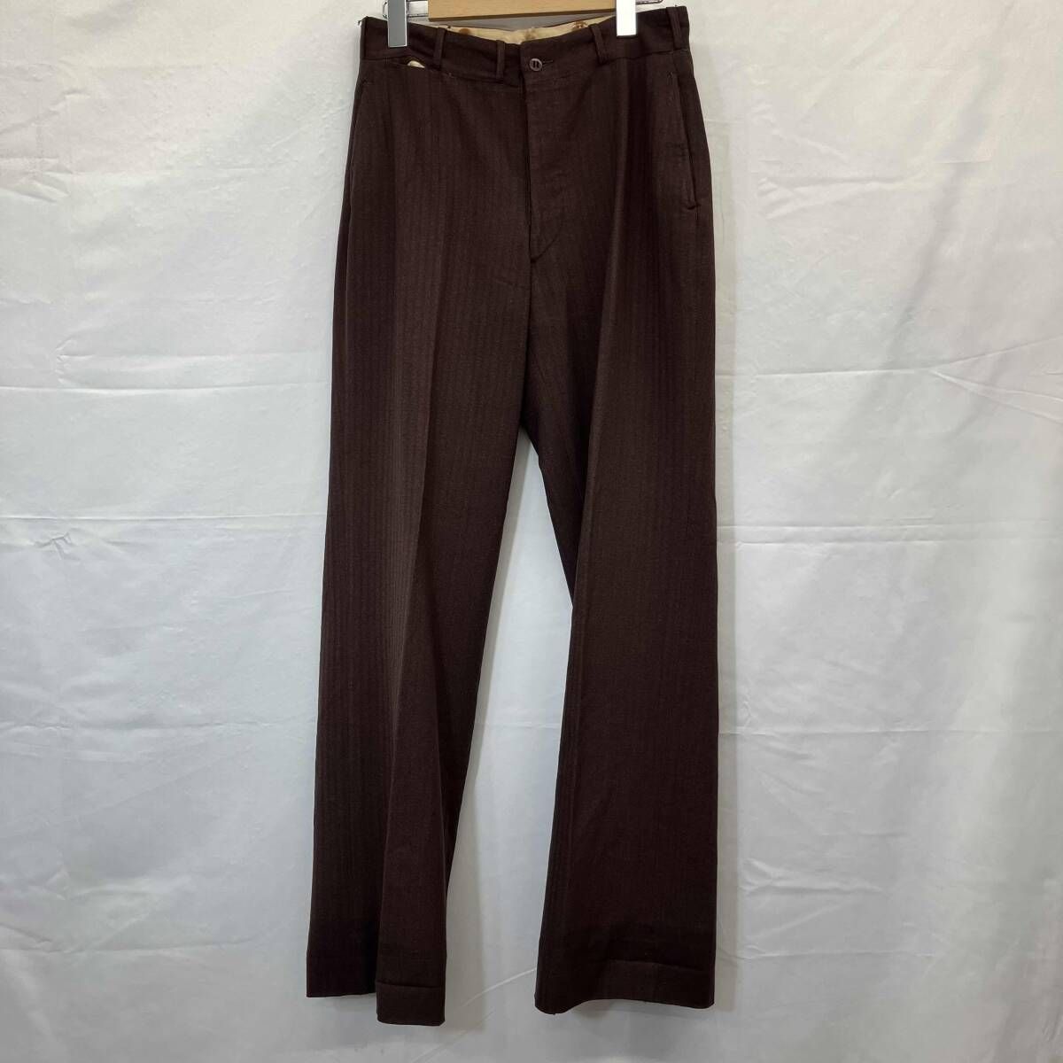 推定50s 60s VINTAGE / ロングパンツ / ウールスラックス / サスペンダーボタン / 古着 / ブラウン