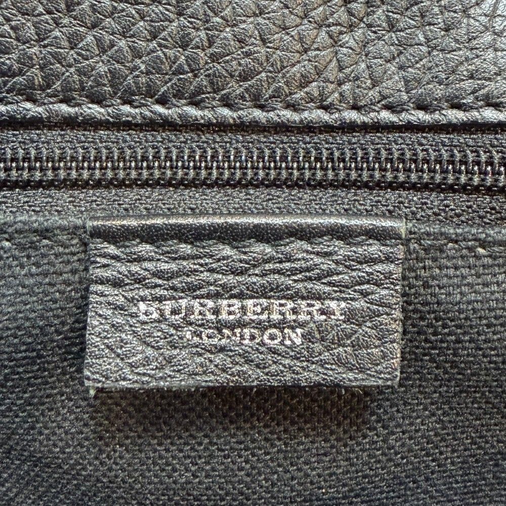 BURBERRY LONDON レザー ツイード ハンドバッグ F ブラック グレー