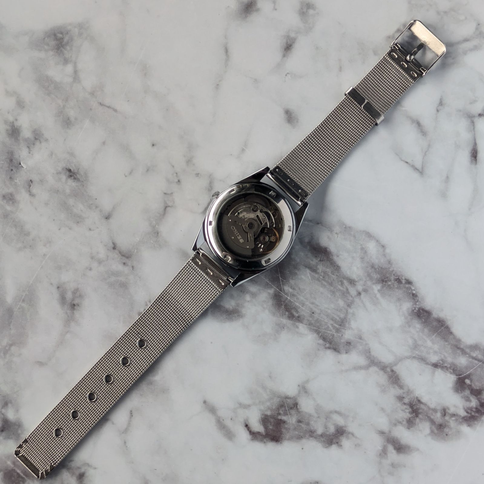 稼働品 SEIKO セイコー5 自動巻き ヴィンテージ ブラック文字盤 