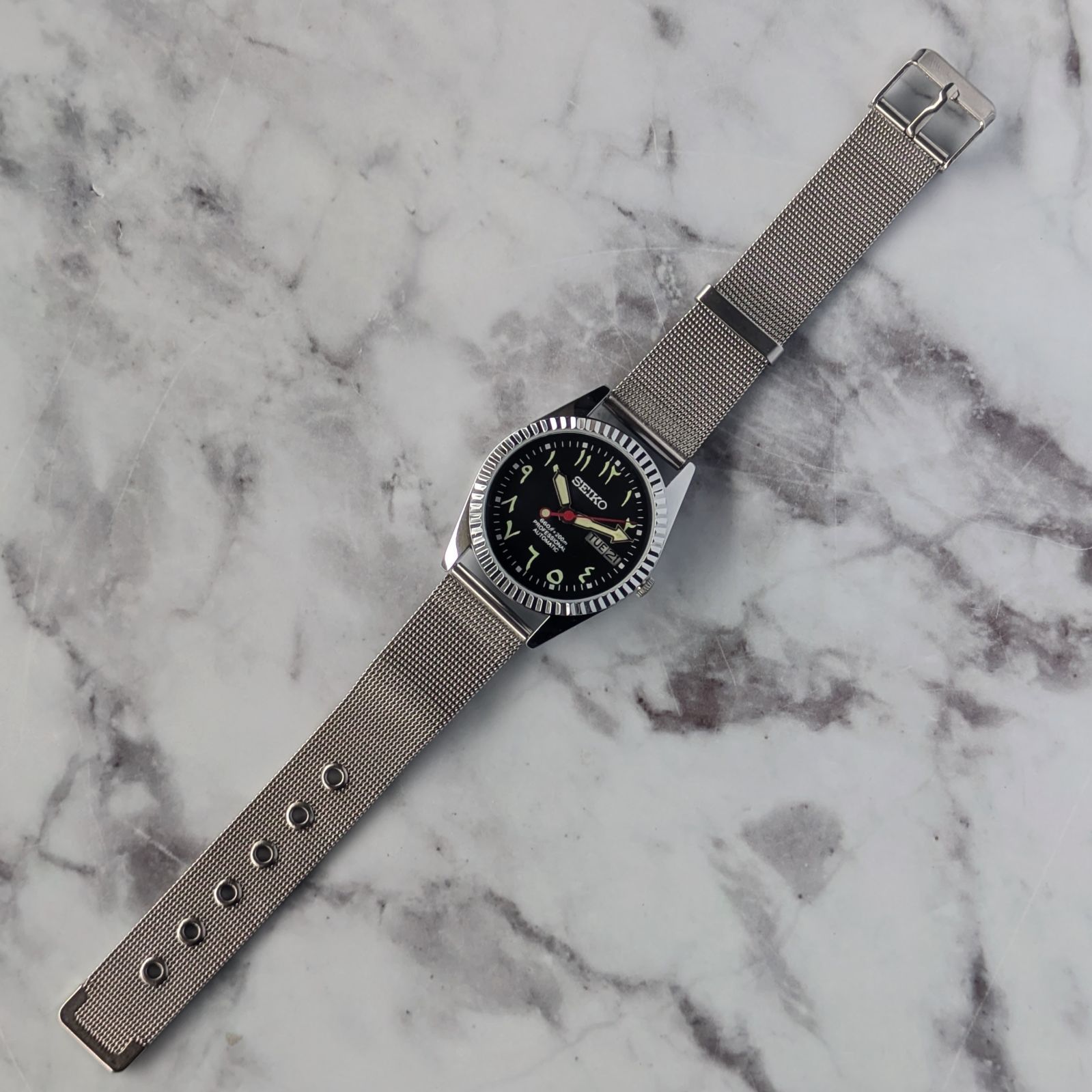 稼働品 SEIKO セイコー5 自動巻き ヴィンテージ ブラック文字盤 