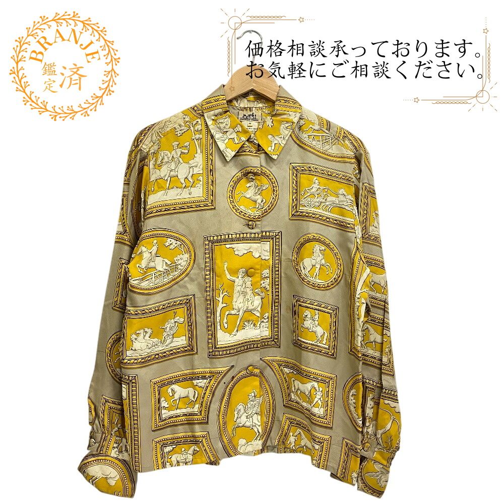 HERMESエルメス 馬車柄 長袖Ｔシャツ ベージュ
