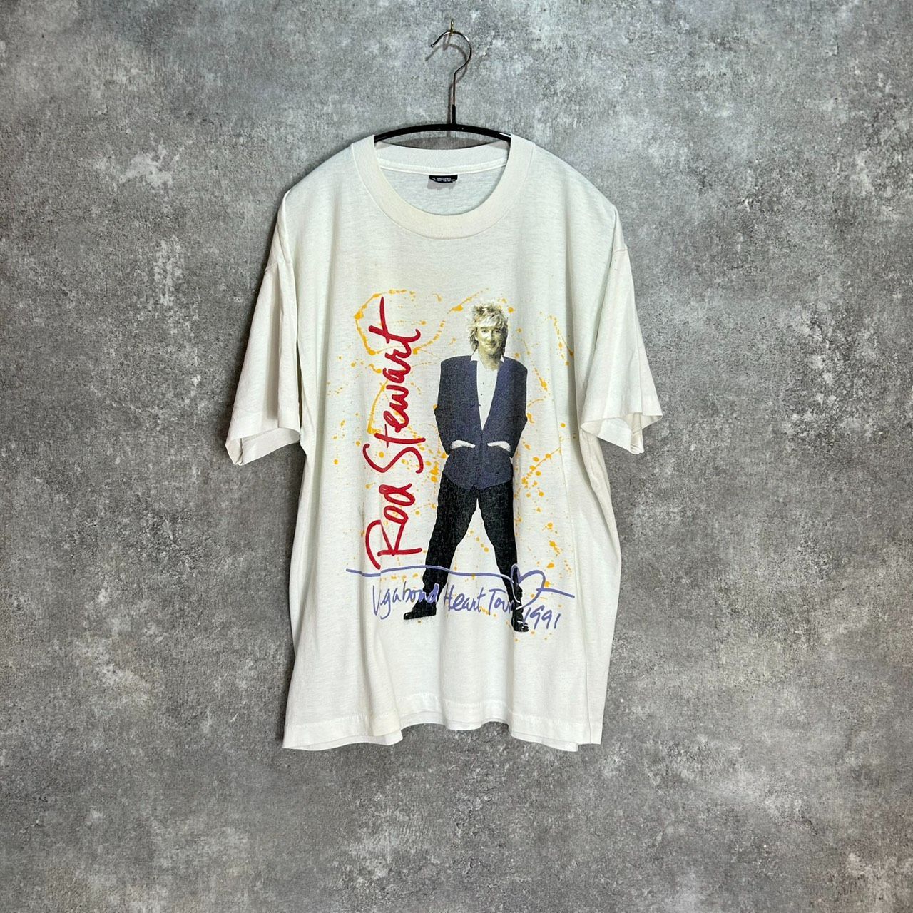 90's Rod Stewart ロッドスチュワート Vagabond Heart Tour 1991 T-Shirt ヴァガボンドハート ワールドツアーコンサート 1991 size XL VINTAGE TEE 90s Band Tee ヴィンテージ T