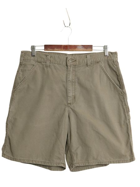 カーハート ペインター ショートパンツ メンズ 34 コットン キャンバス ショーツ 短パン ワーク ダック ハーフパンツ ワンポイント 廃盤 茶