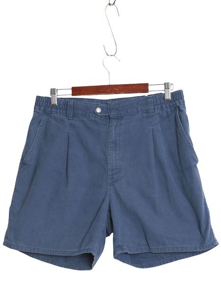 90s USA製 エルエルビーン キャンバス ショートパンツ メンズ 34 / オールド コットン ダック ショーツ 短パン ハーフパンツ タック入り 紺