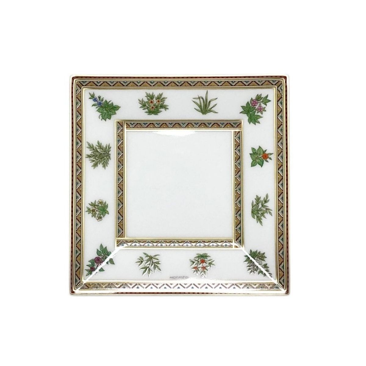 エルメス シュバルドリアン 9842 スクエアプレート 11×11cm No.2 HERMES Cheval d'Orient 角皿 ミニ皿 陶器