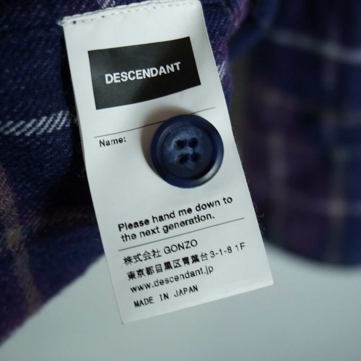 DESCENDANT ディセンダント MOSS CHECK LS SHIRT モスチェック 長袖