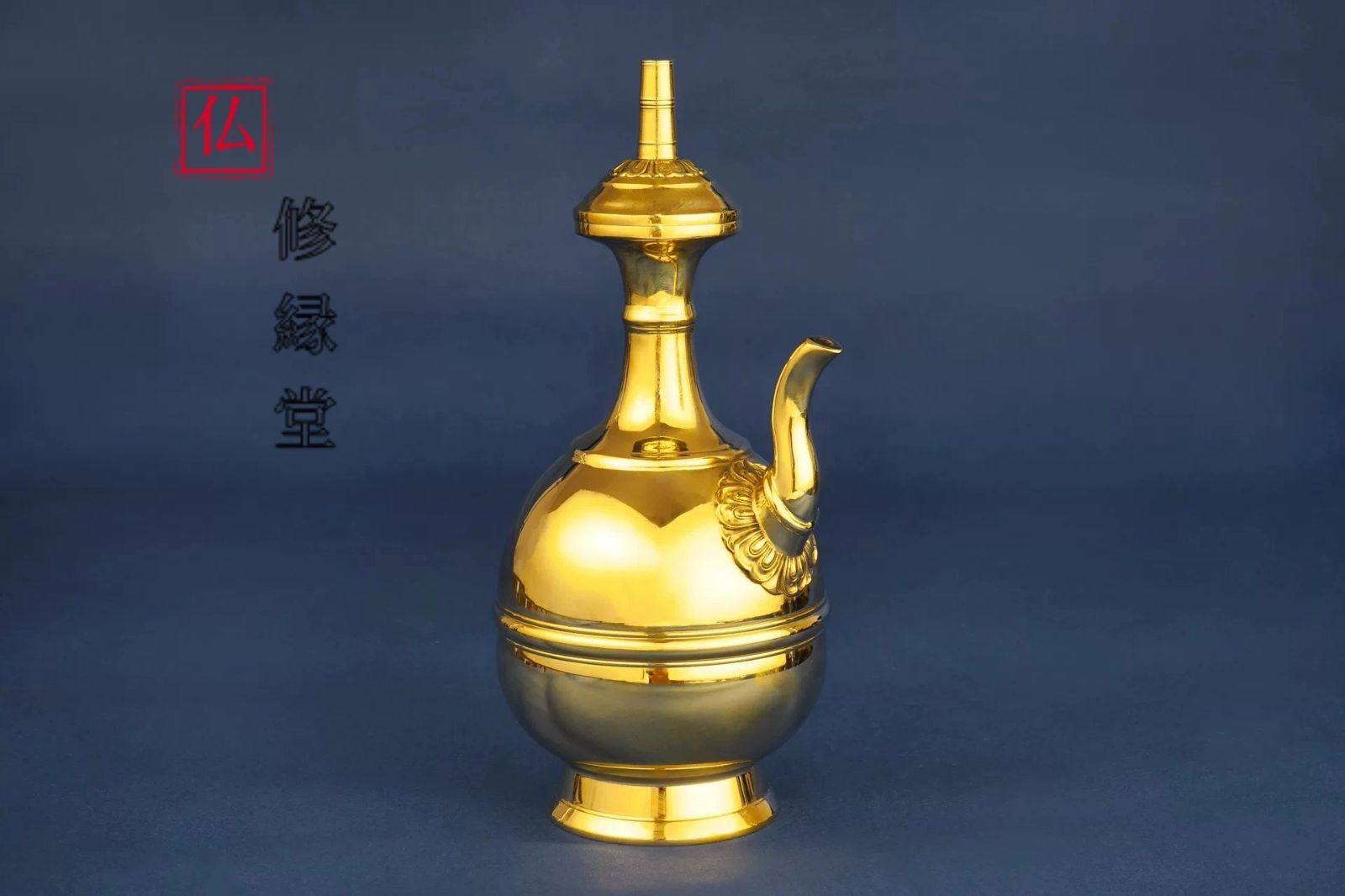密教法具 【仏教 修真鍮製 縁盤龍準提鏡 堂修縁