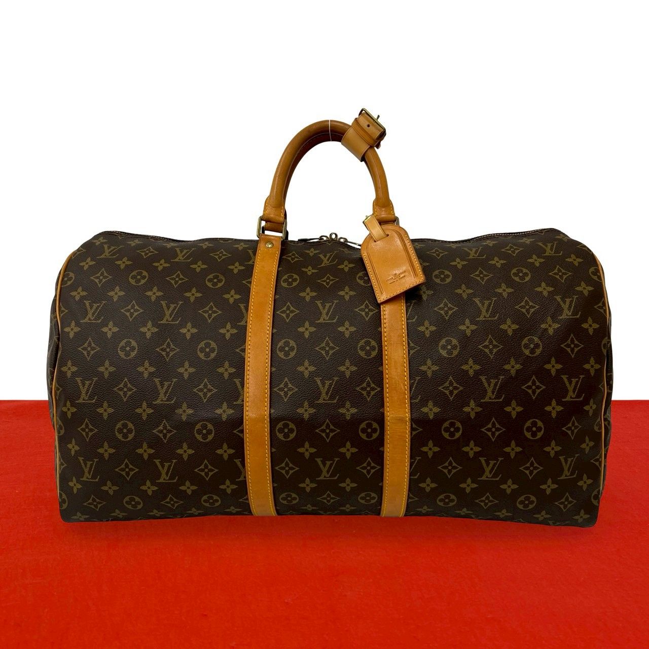 極 美品 LOUIS VUITTON ルイヴィトン ヴィンテージ キーポル 55 モノグラム レザー 本革 ボストンバッグ 旅行かばん ブラウン 51943