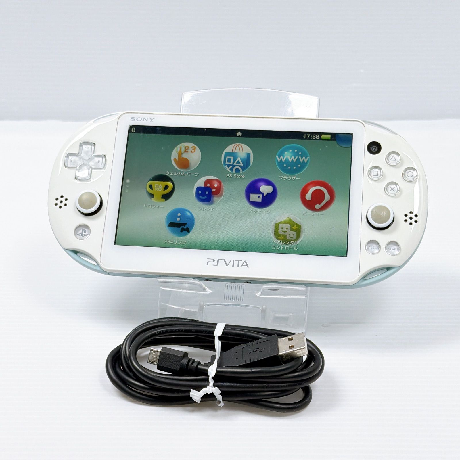 PSVITA PCH 2000 ライトブルーホワイト PlayStation Vita FW3.74 遊べるセット 動作確認済み ソニー プレイステーション psvita 管理番号M2086