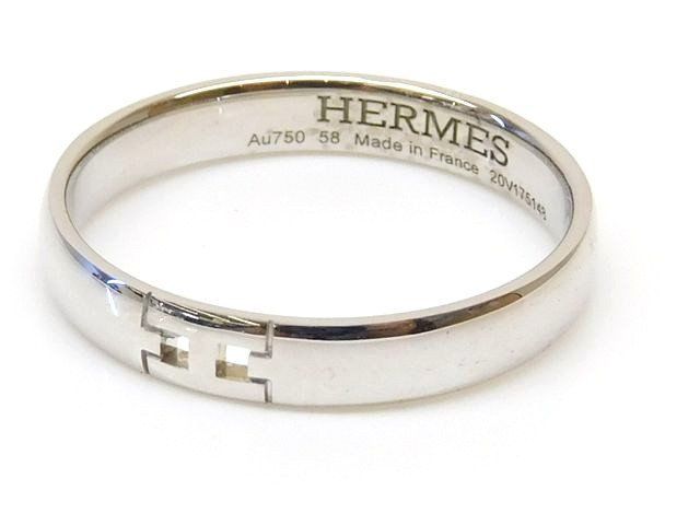 新品同様 HERMES エルメス ■ ヘラクレス リング 指輪 17.5号(58) K18 WG ホワイトゴールド 3.8g メンズ レディース □ 8D8G●