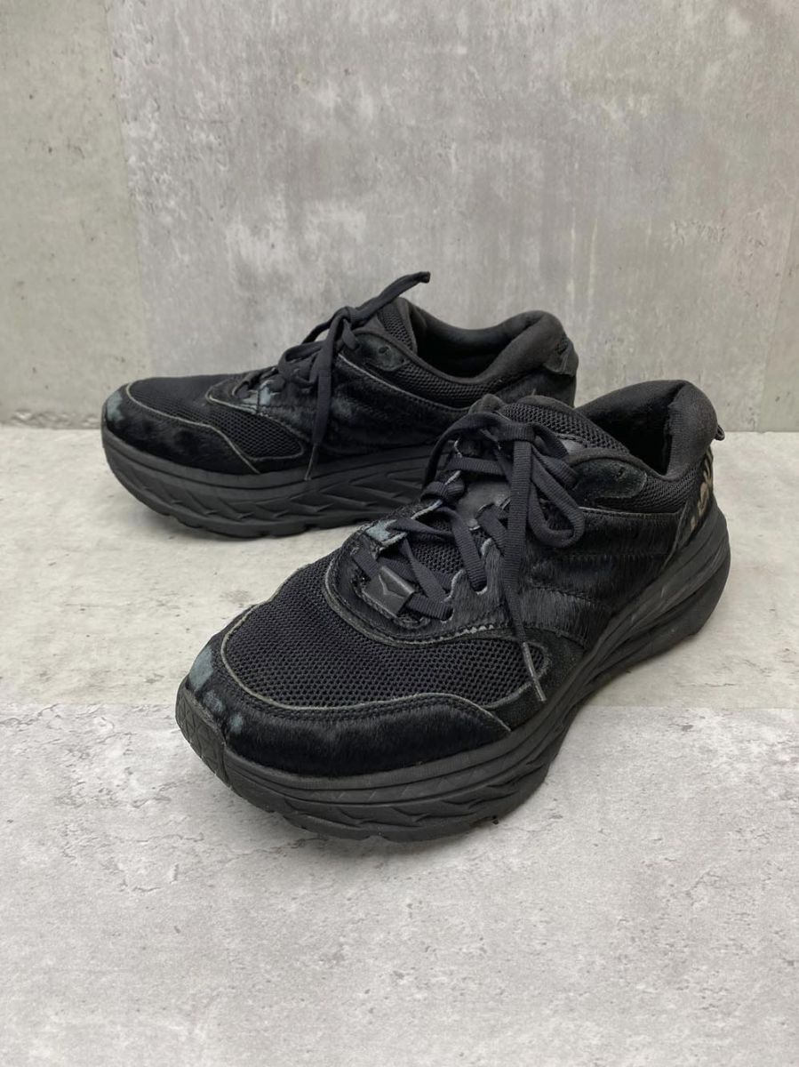 HOKA ONE ONE × ENGINEERED GARMENTS ホカオネオネ エンジニアドガーメンツ コラボ BONDI L Black Cow Hair スニーカー size24.5cm/黒 ■■ レディース