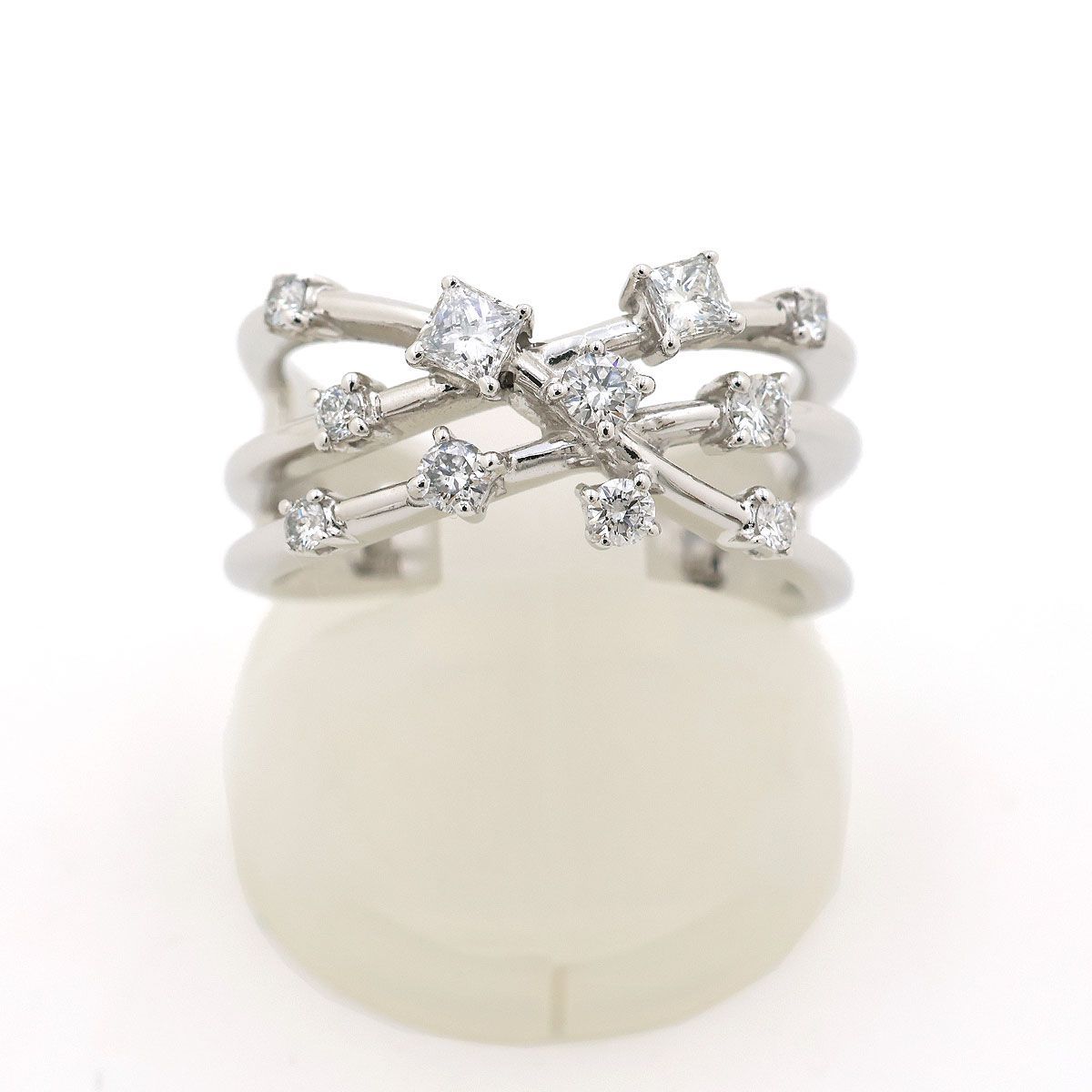 【 美品 】TASAKI タサキ 指輪 新品仕上げ済 K18WG 11P ダイヤモンド リング 10号 ケース付 Aランク 0.39ct ジュエリー ホワイトゴールド
